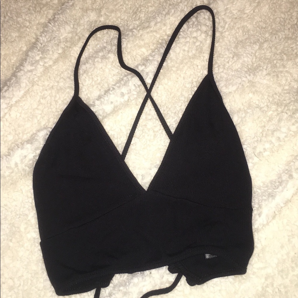 Black corset back cropped tank top